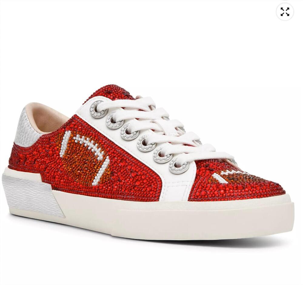 NEW BETSEY JOHNSON women's archy lace-up sneaker in red